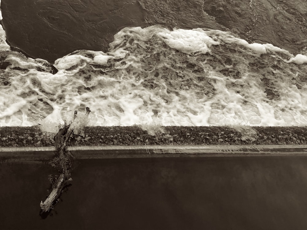 a black and white photo of the ocean