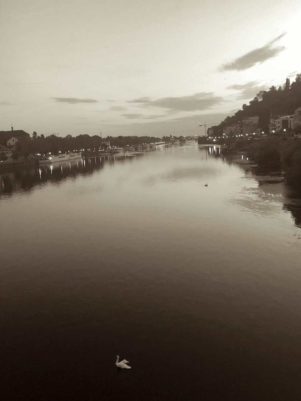 a black and white photo of a body of water