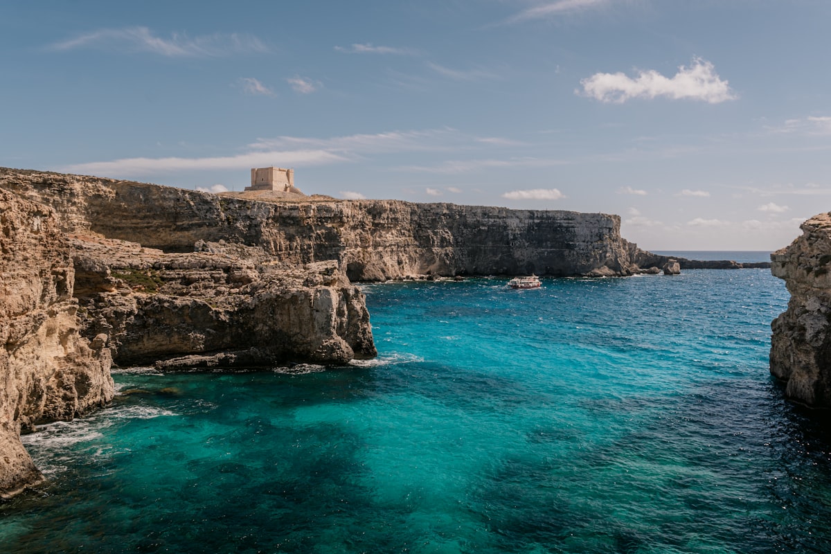 a view of the ocean from a cliff