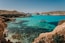 a boat is in the clear blue water