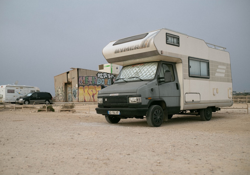 a truck with a camper on the back of it