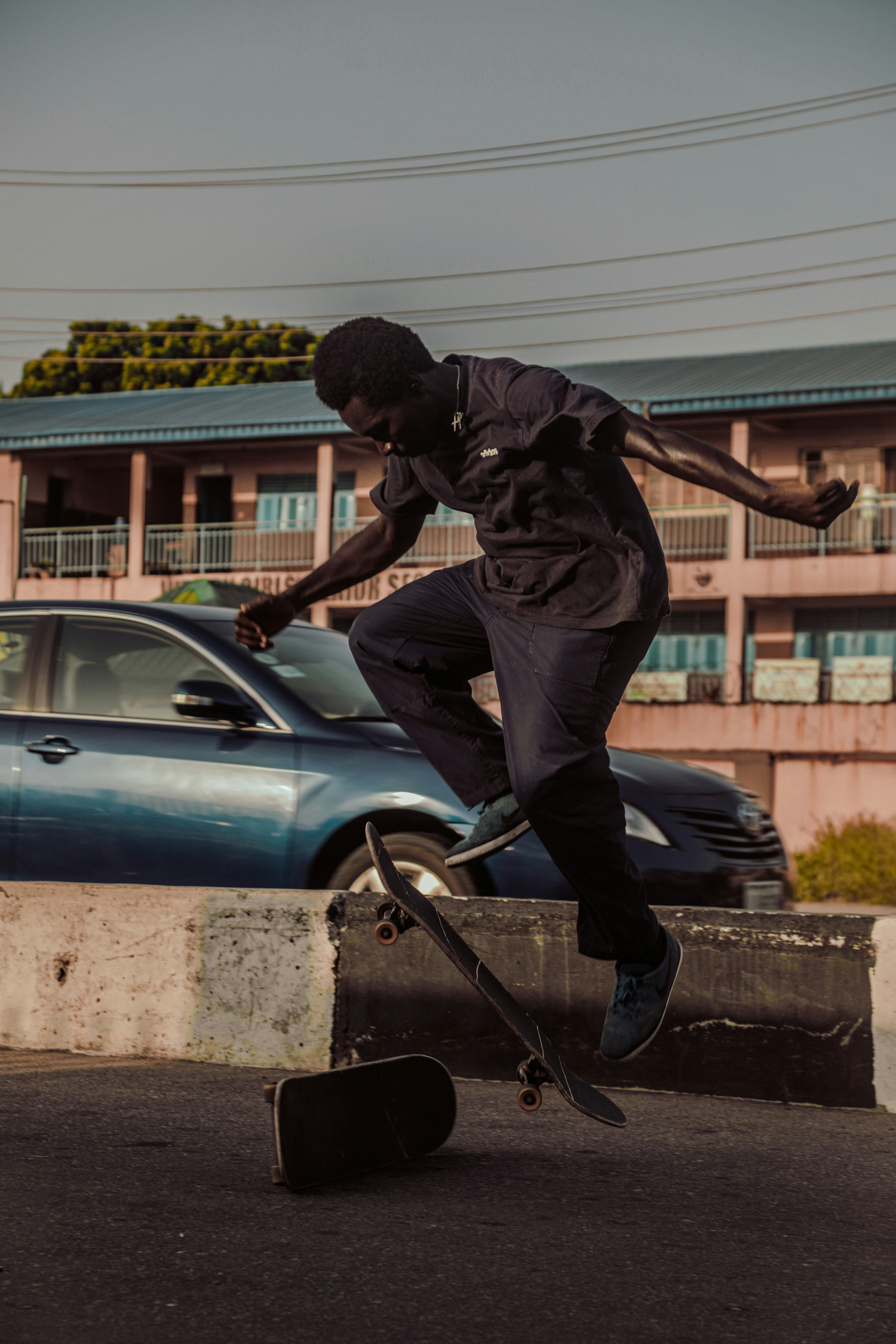 a man riding a skateboard down the side of a ramp