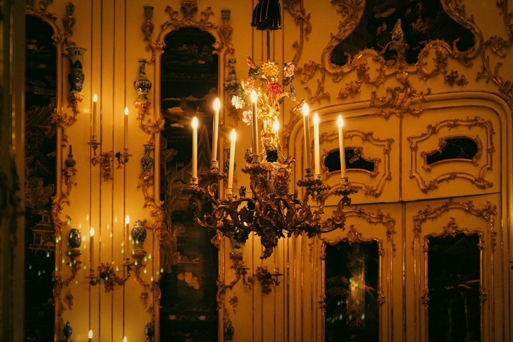 a fancy chandelier in a fancy room