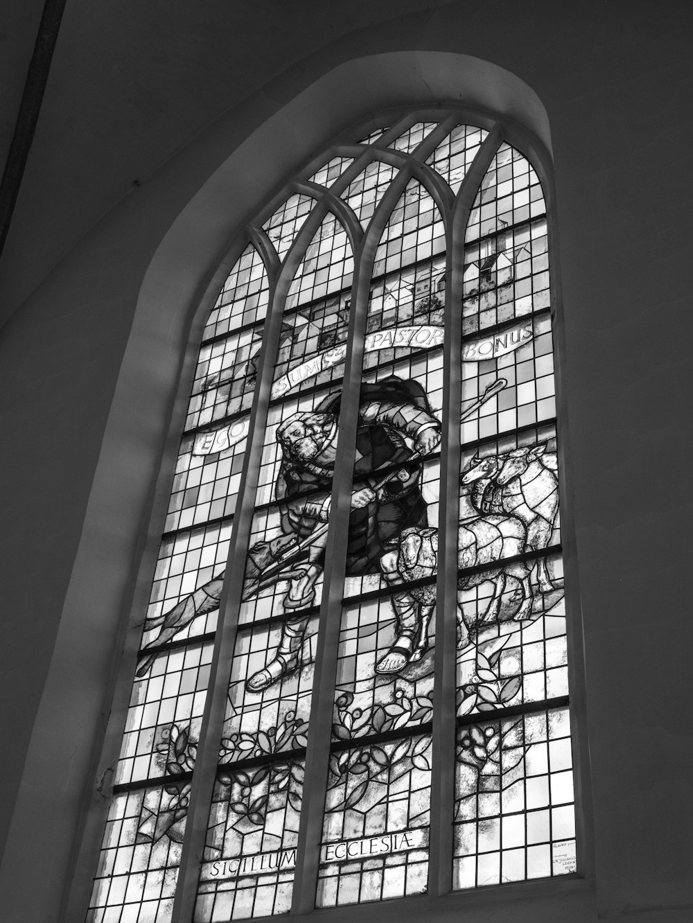 a stained glass window in a church