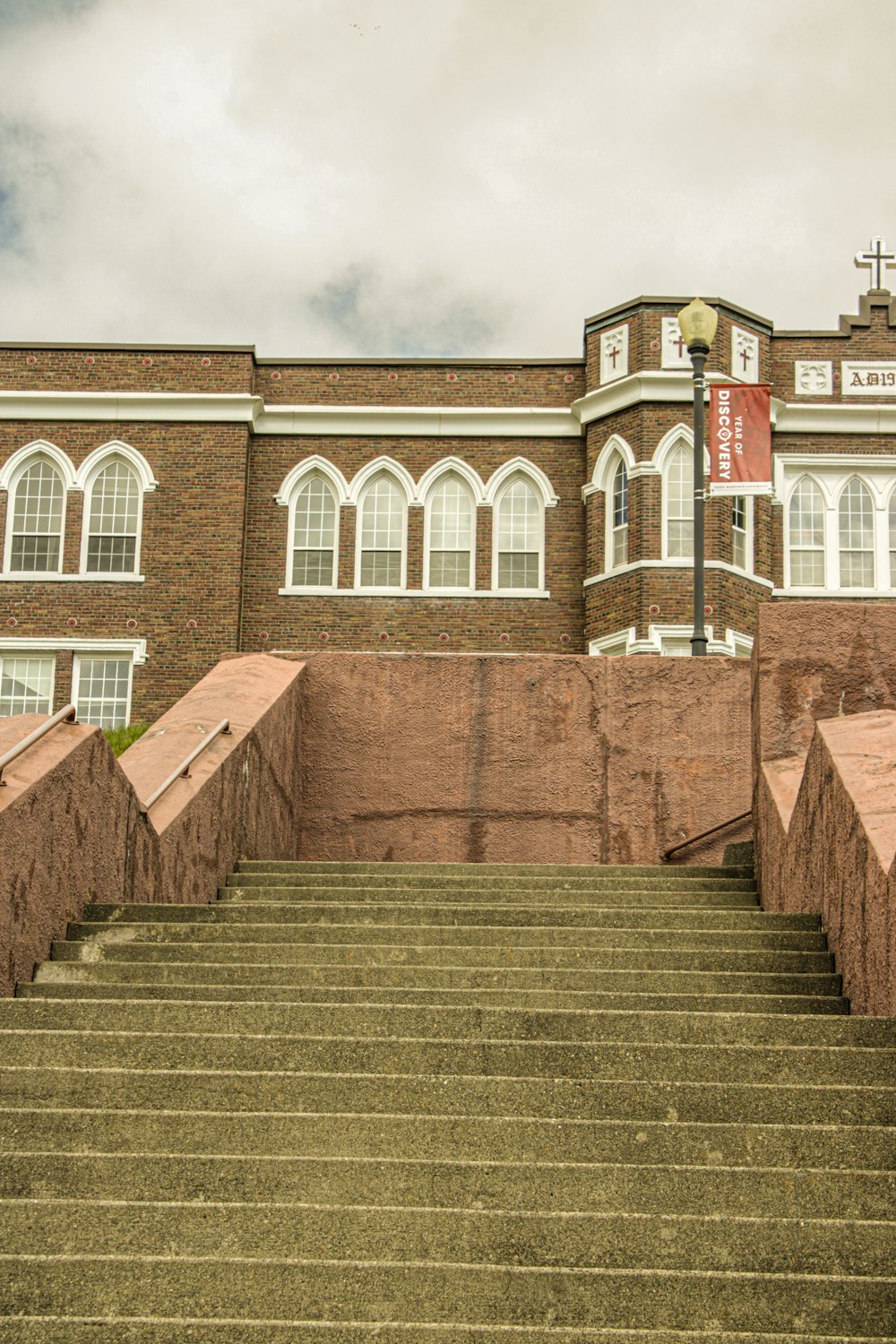 a set of stairs leading up to a building