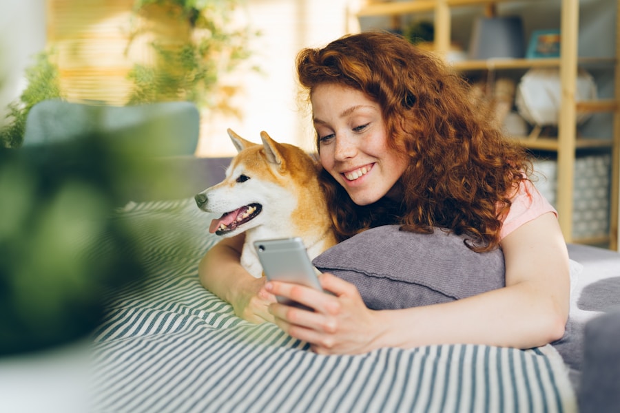 Happy pet owner saving money with pet insurance