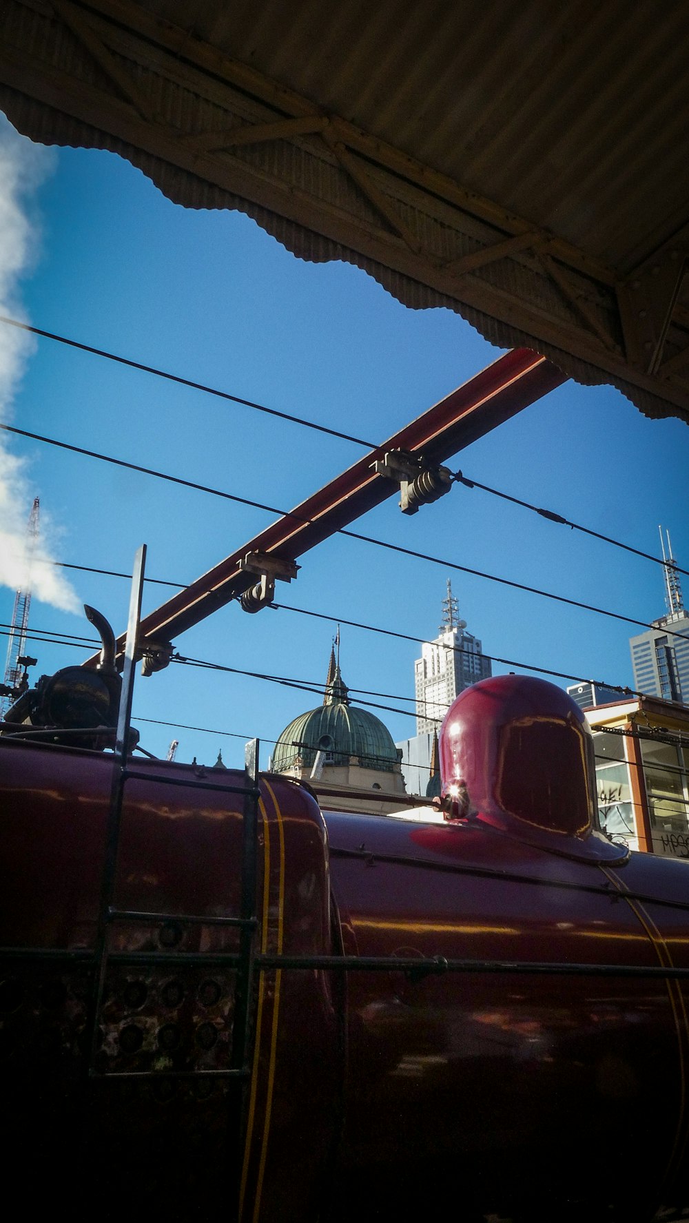 a close up of a train on a train track