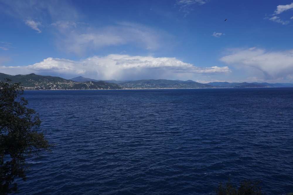 a large body of water surrounded by mountains