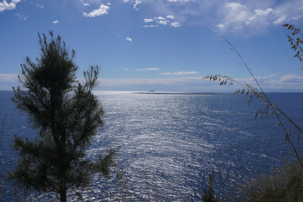 a body of water with a boat in the distance