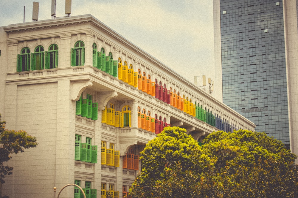 a building with a rainbow painted on the side of it