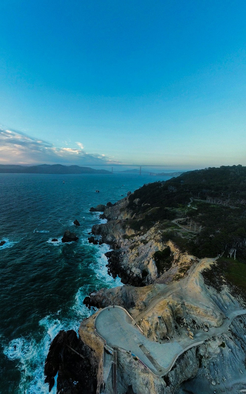 a scenic view of the ocean from a high point of view