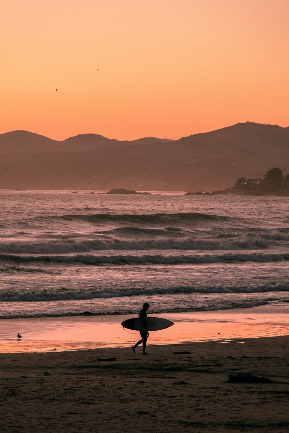 una persona che tiene una tavola da surf su una spiaggia
