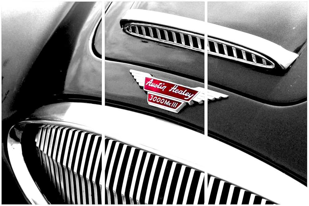 a close up of a car's emblem on a car