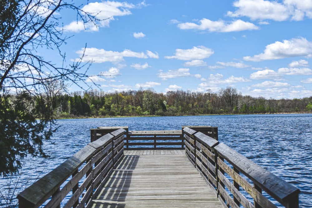 a wooden bridge over a body of water