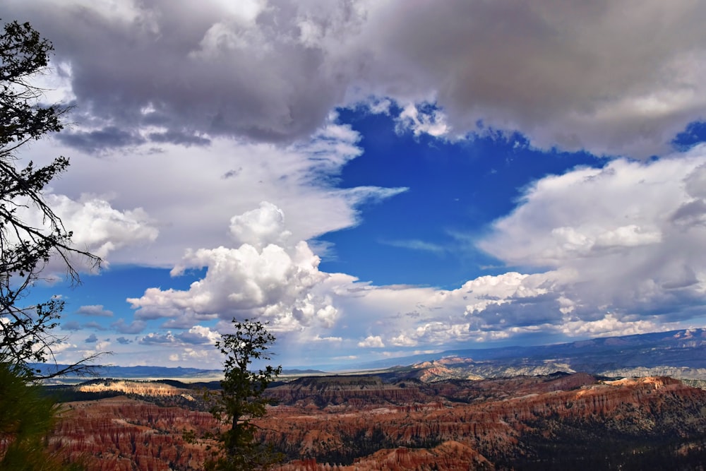 a scenic view of a mountain range with clouds in the sky