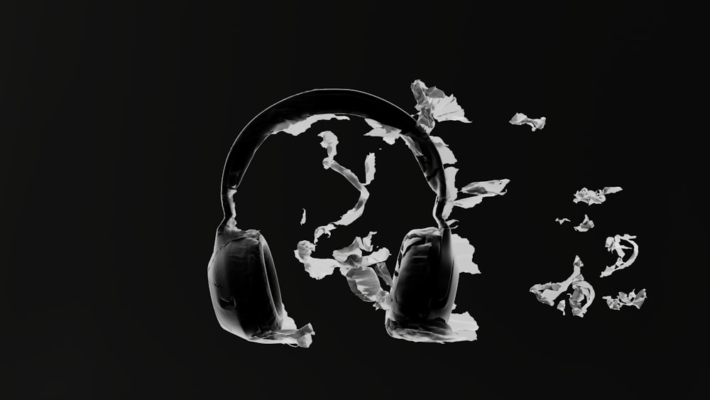 a black and white photo of a pair of headphones