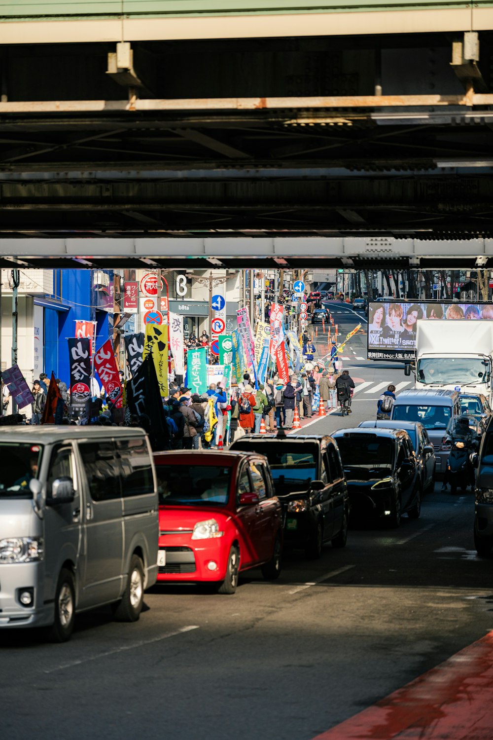 a bunch of cars that are sitting in the street