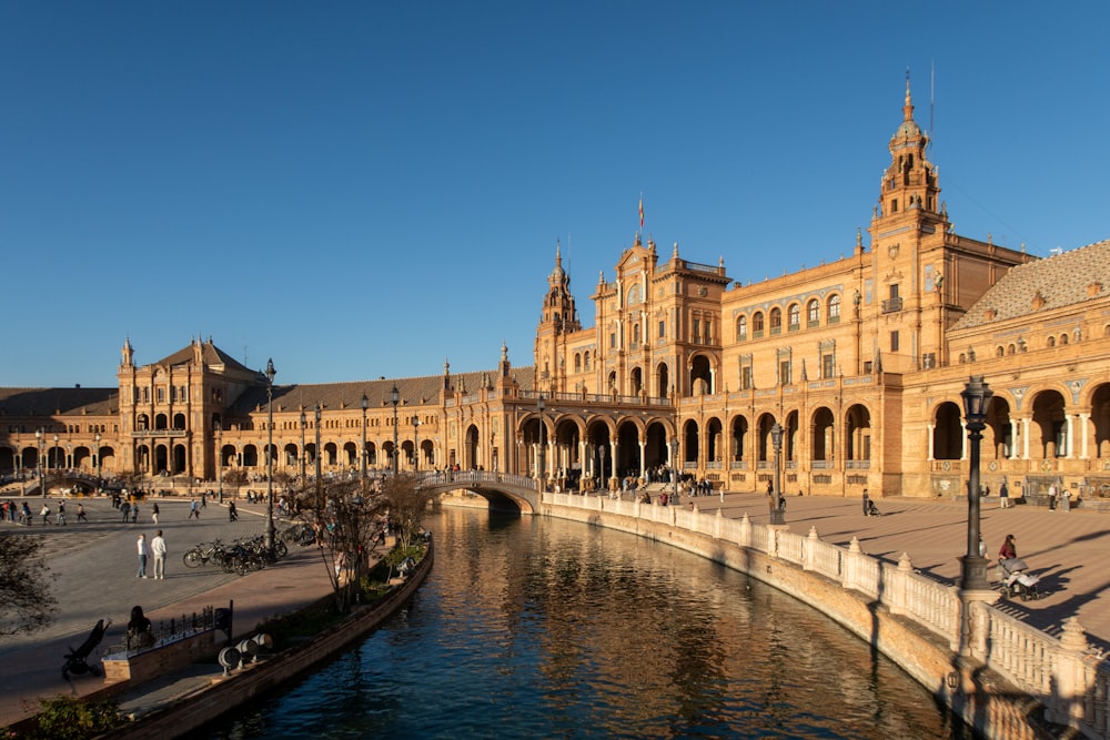 a large building next to a body of water