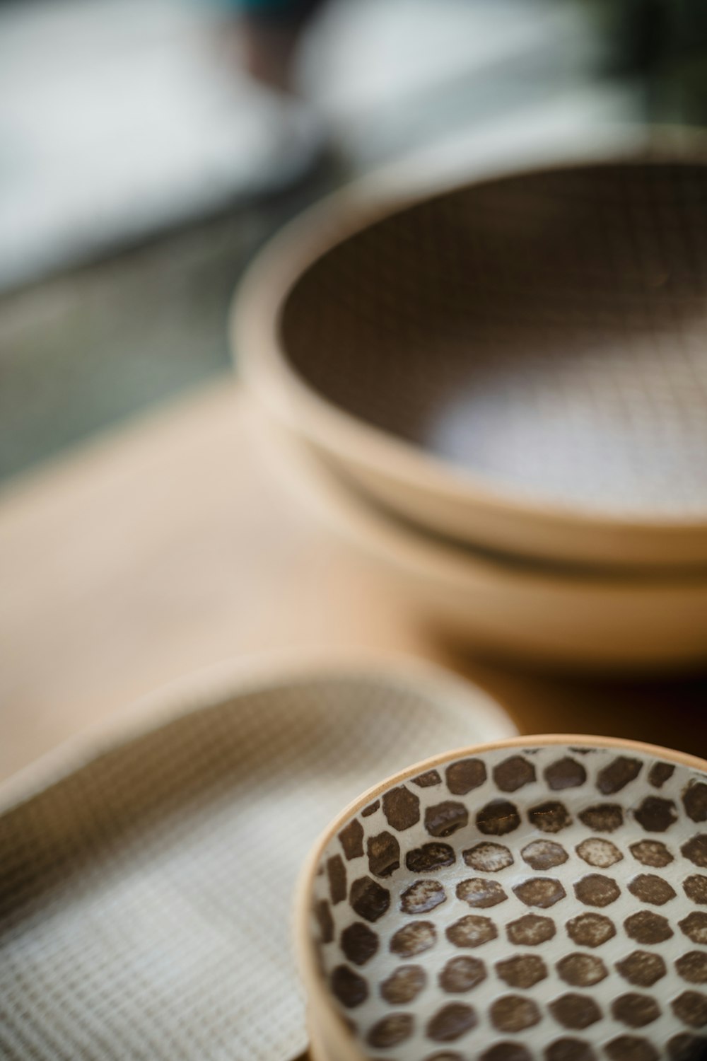 a close up of a plate on a table