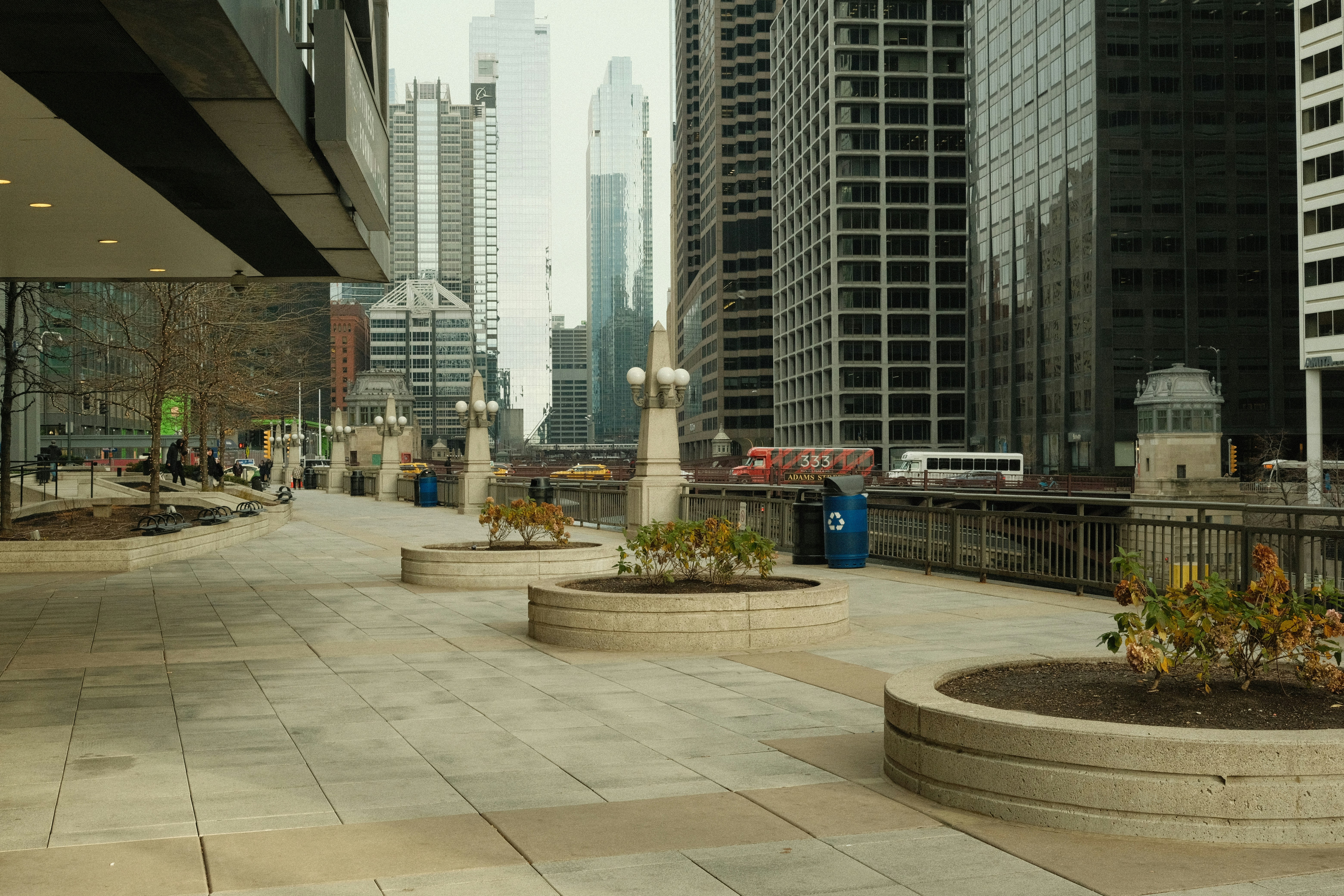 a city street with a lot of tall buildings