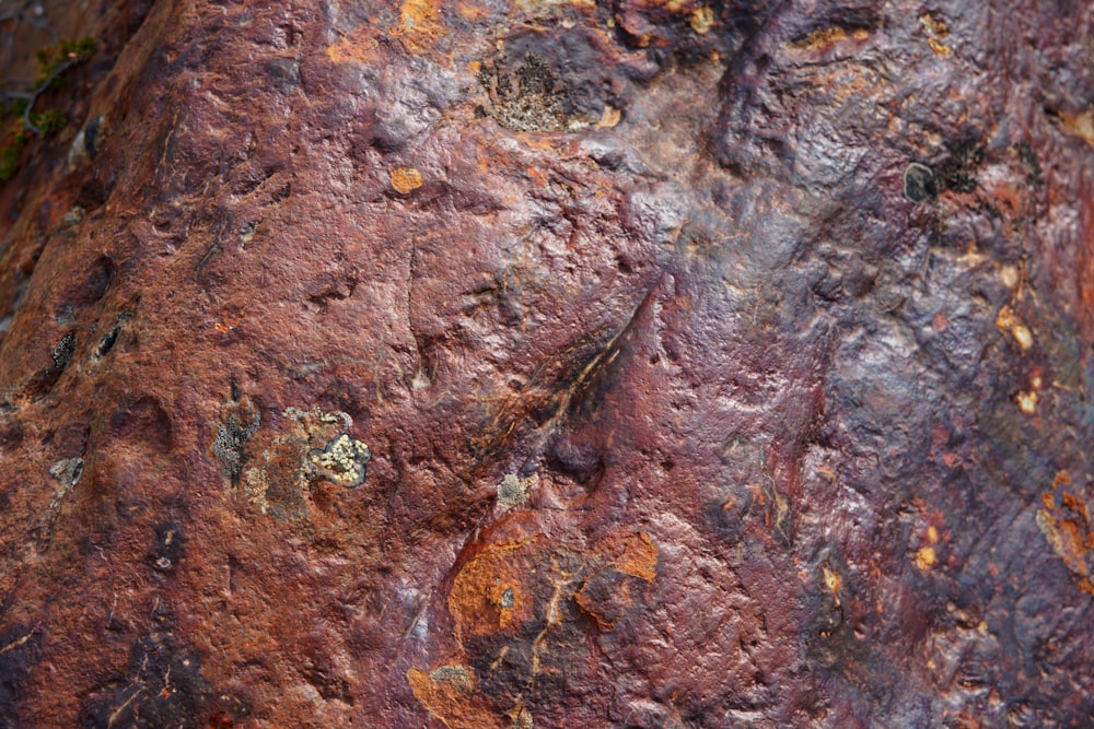 a close up of a rock with a lot of paint on it