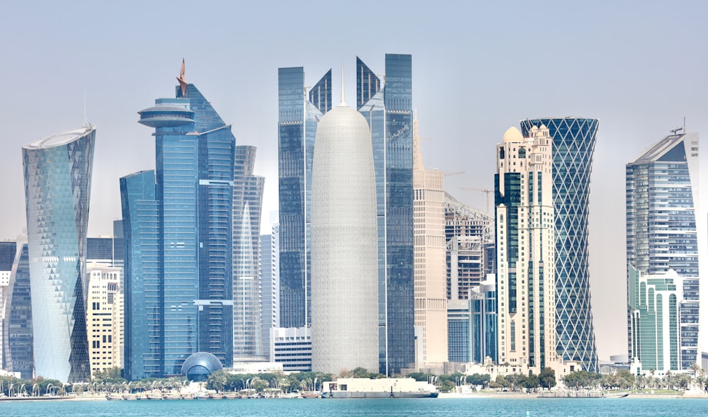 a large body of water in front of a large city