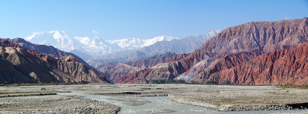 a river running through a valley surrounded by mountains