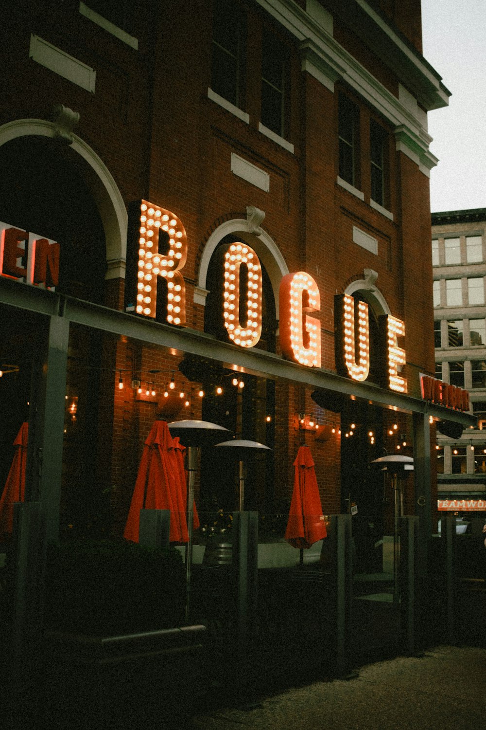 a building with a sign that says rougue
