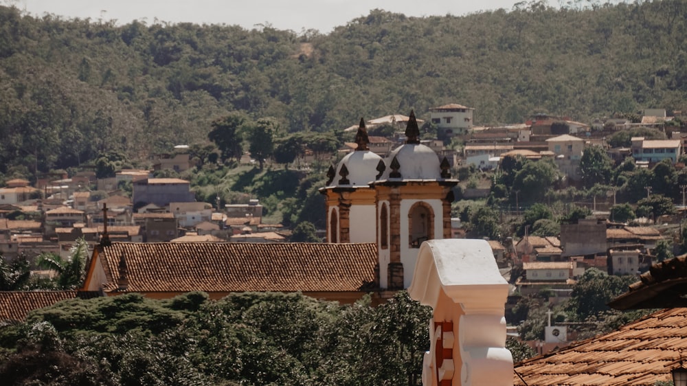 a view of a city with a clock tower