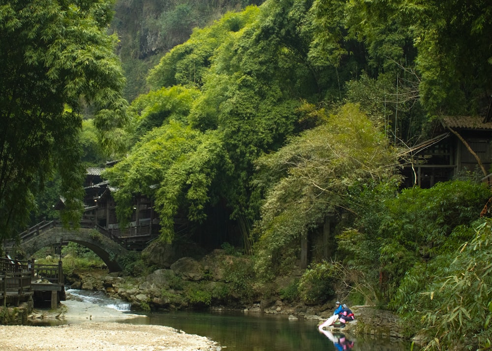 a person in a boat on a river