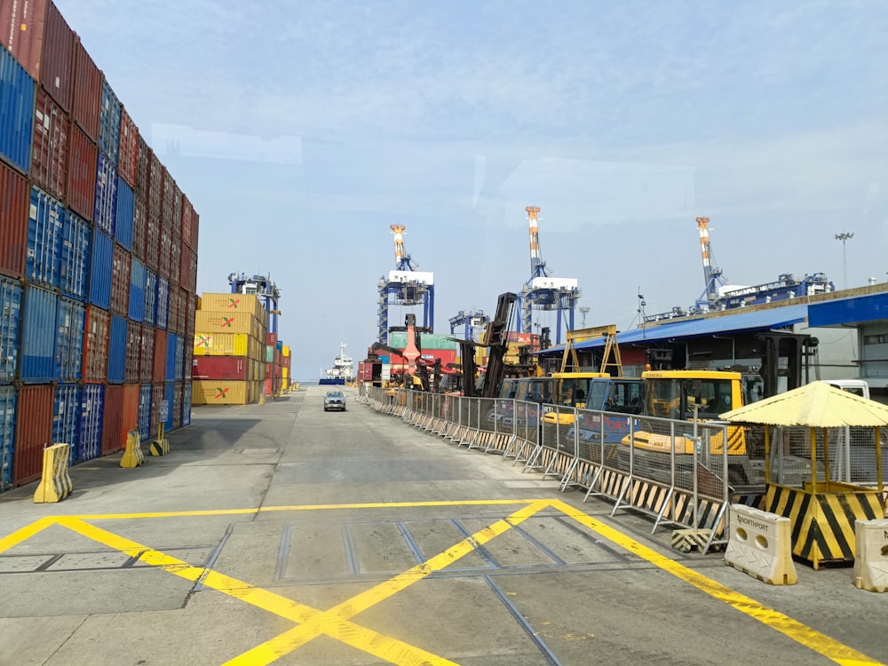 a truck is parked in front of a loading dock