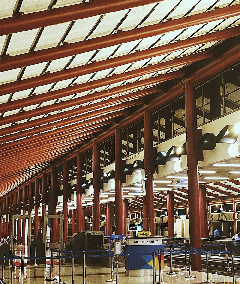 a large building with lots of wooden beams