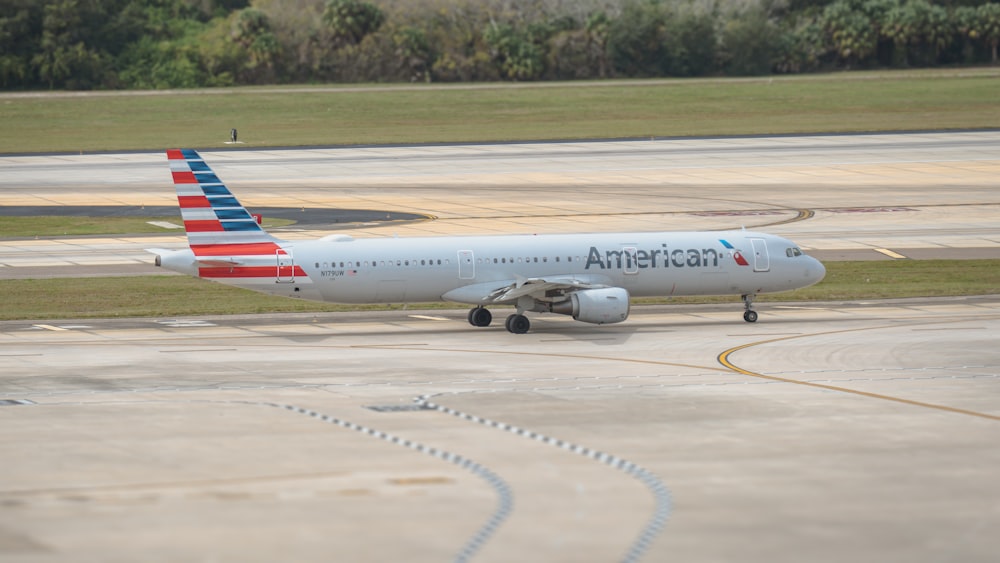 an american airlines plane is on the runway