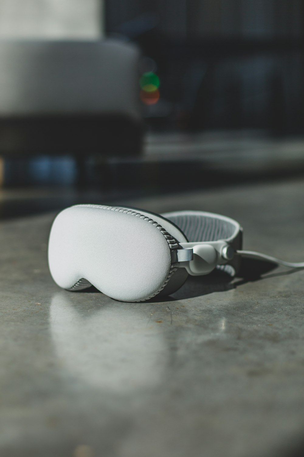 a pair of headphones sitting on a table