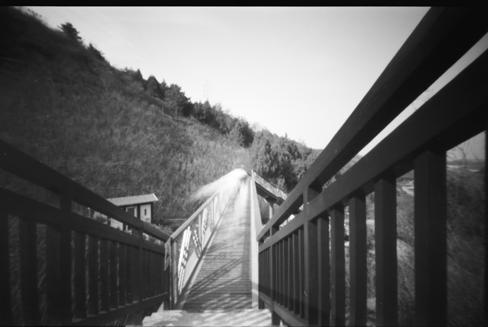 a black and white photo of a stairway