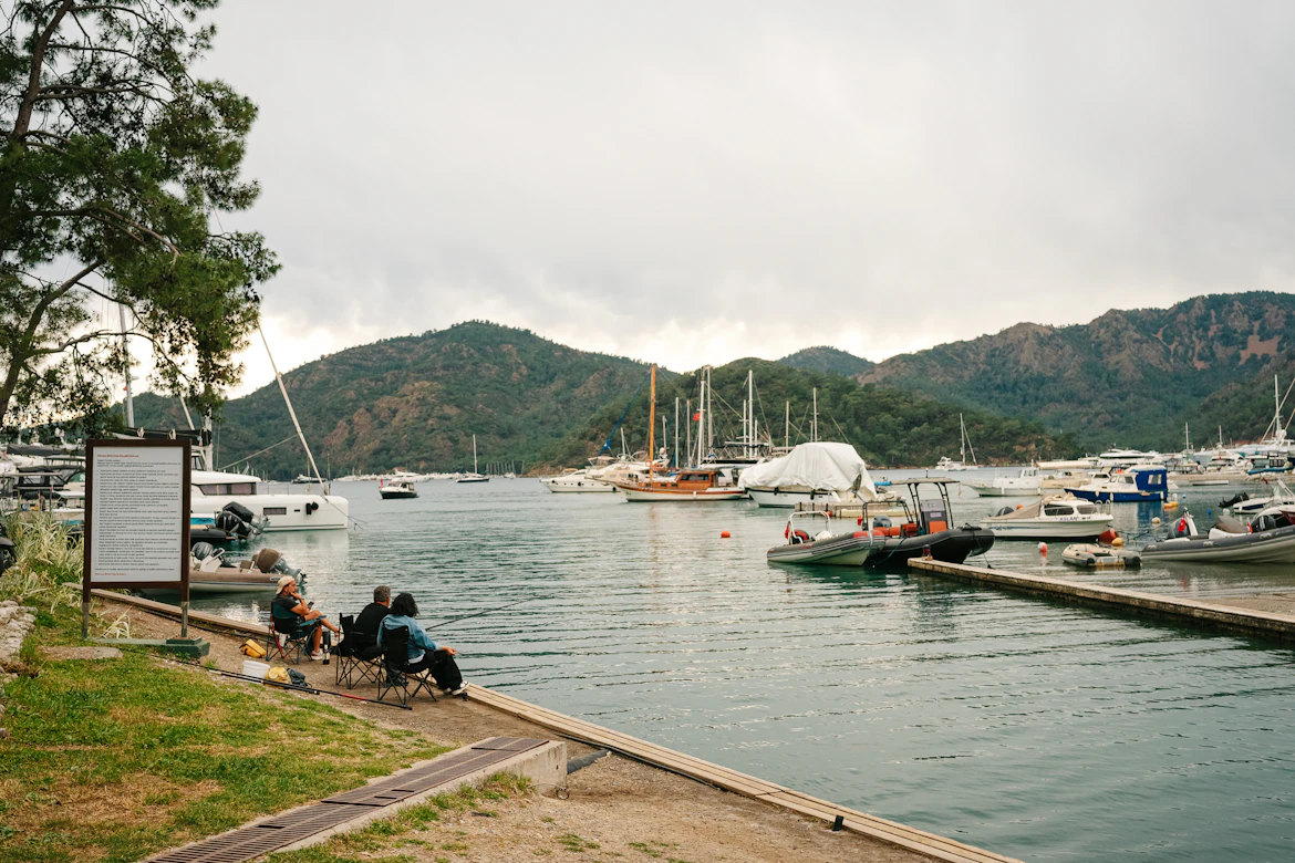 Fethiye marina and coastal mountains