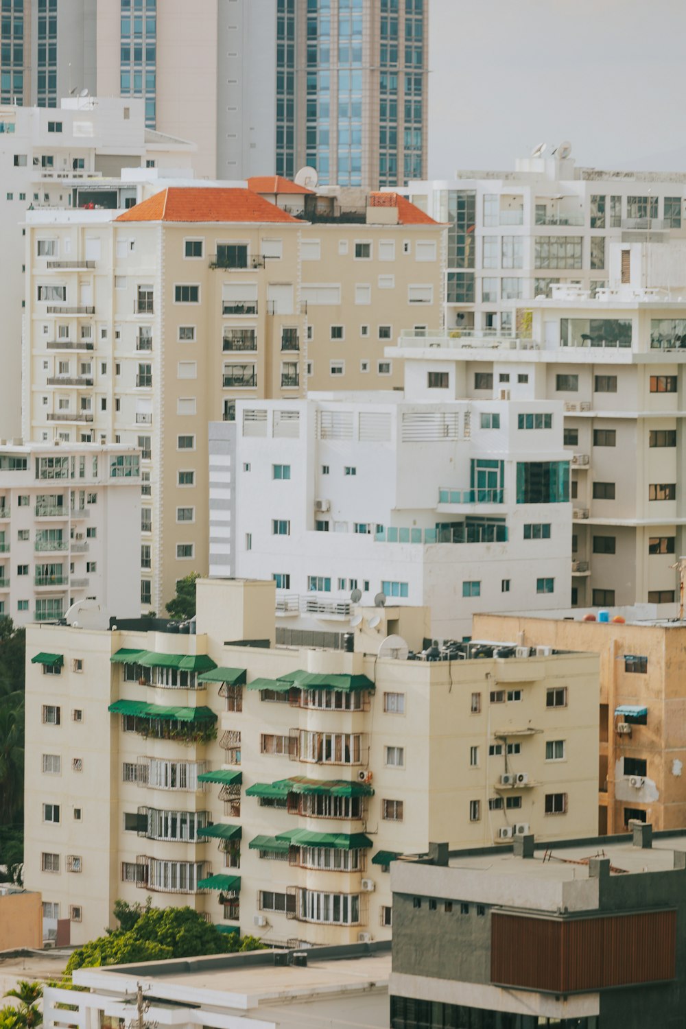 a view of a city with tall buildings