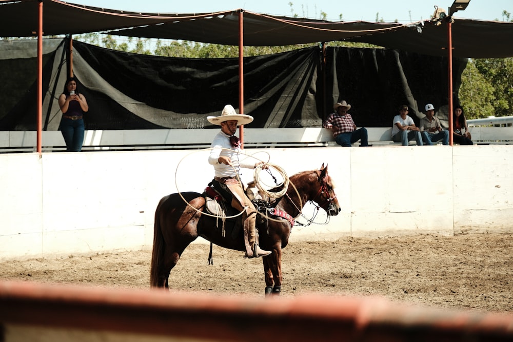 a man in a cowboy hat riding a horse