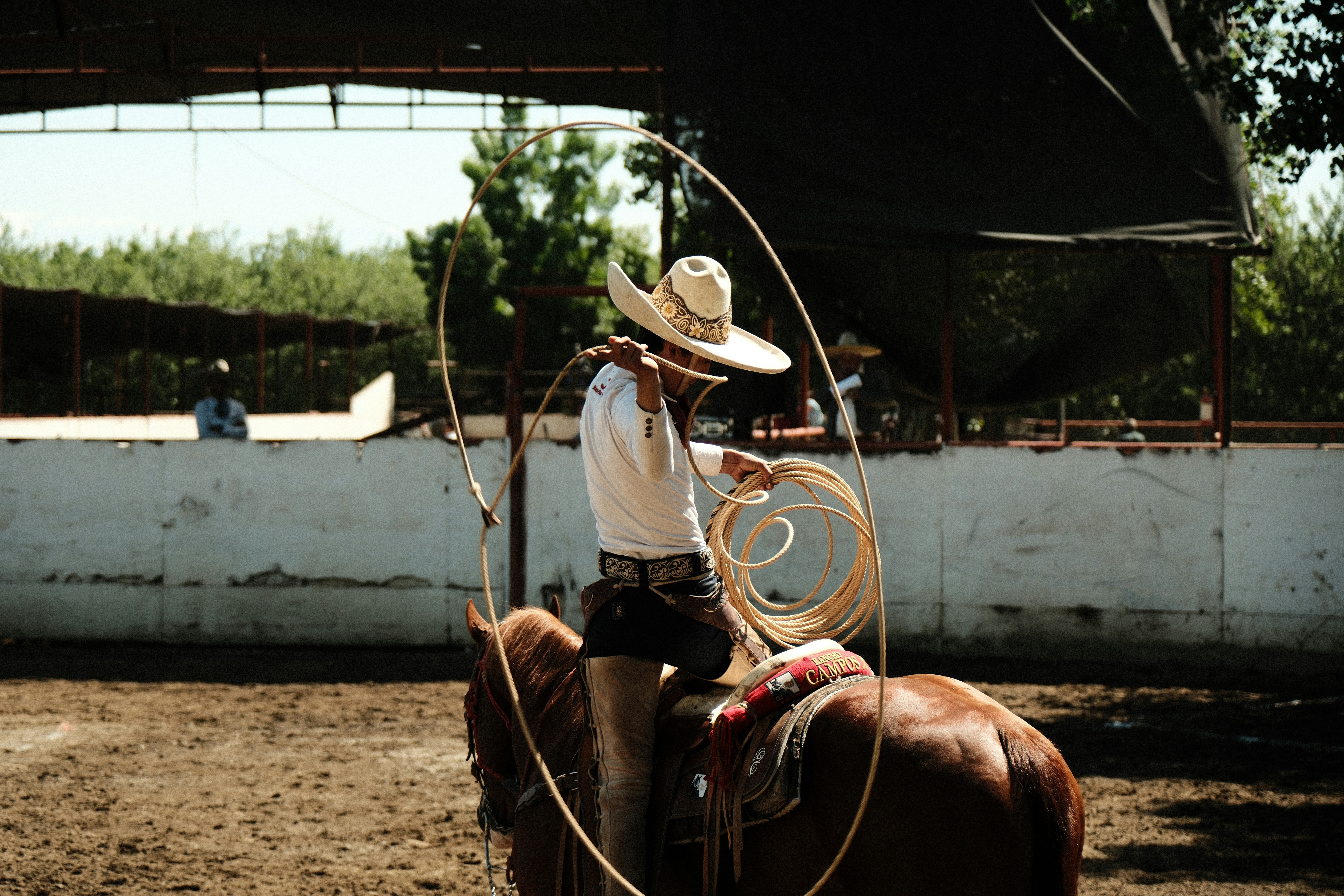 a man in a cowboy hat riding a horse