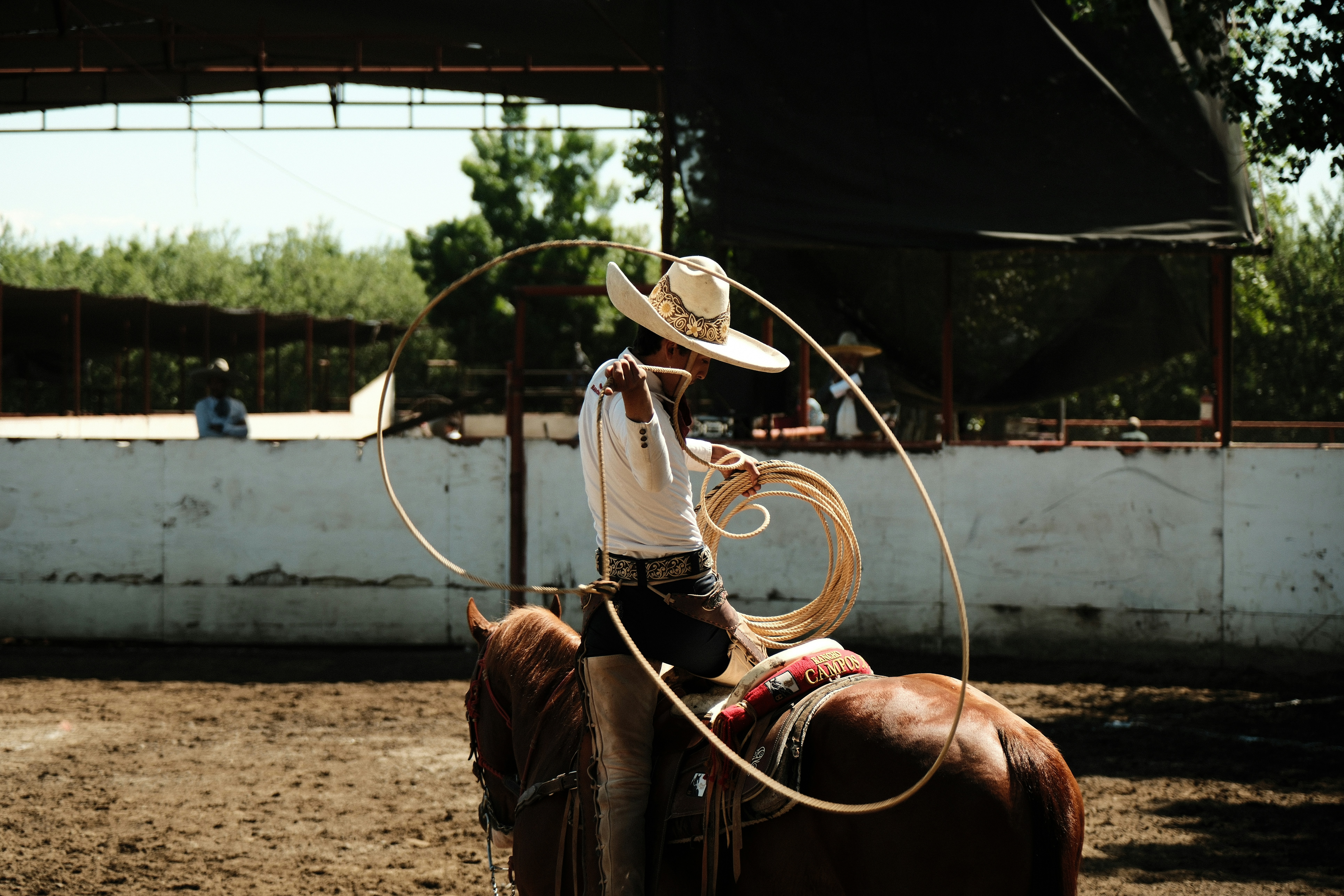 a man in a cowboy hat riding a horse