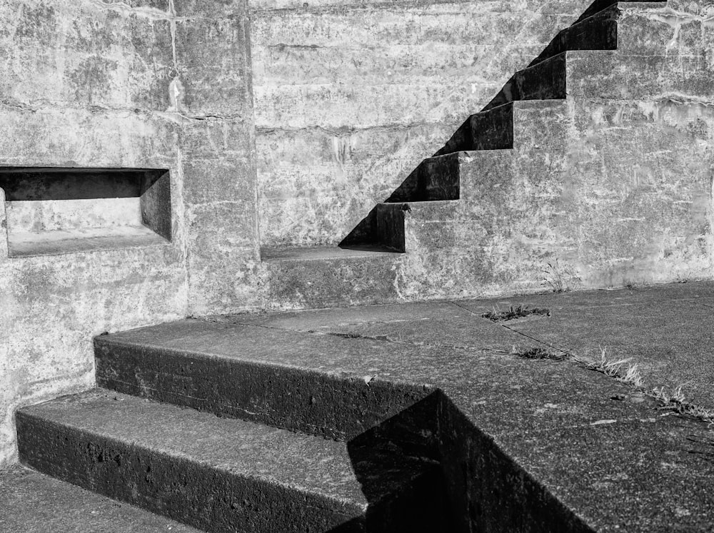 a black and white photo of a set of stairs
