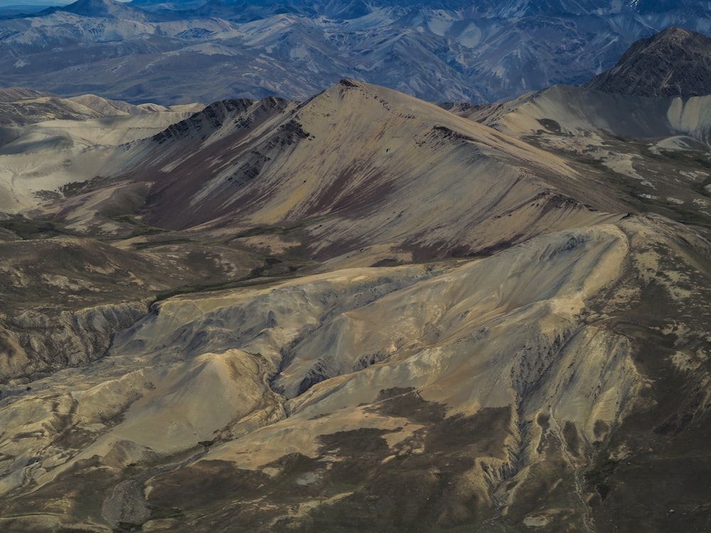 a view of a mountain range from an airplane