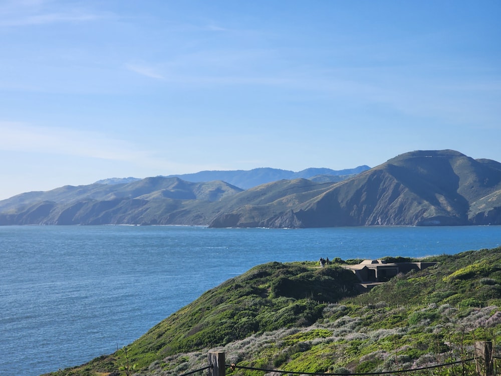 a large body of water surrounded by mountains