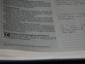 a close up of a book with writing on it
