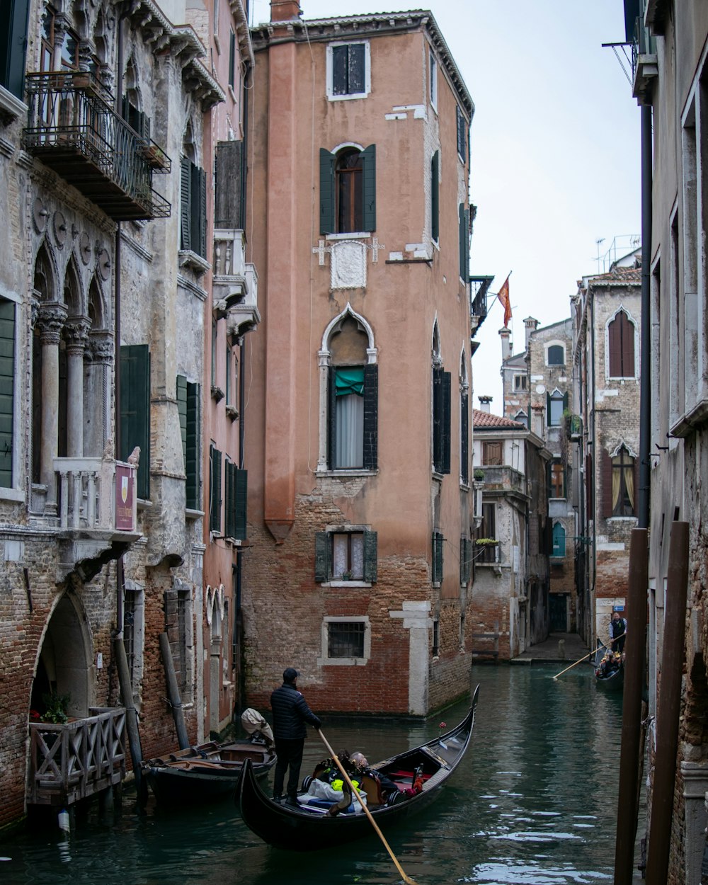 a gondola in a canal in venice