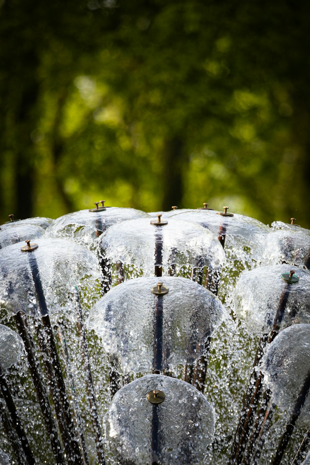 a bunch of water spewing out of a fountain