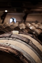 a bunch of barrels that are stacked together