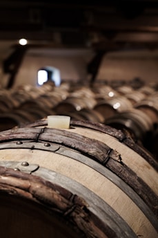 a bunch of barrels that are stacked together