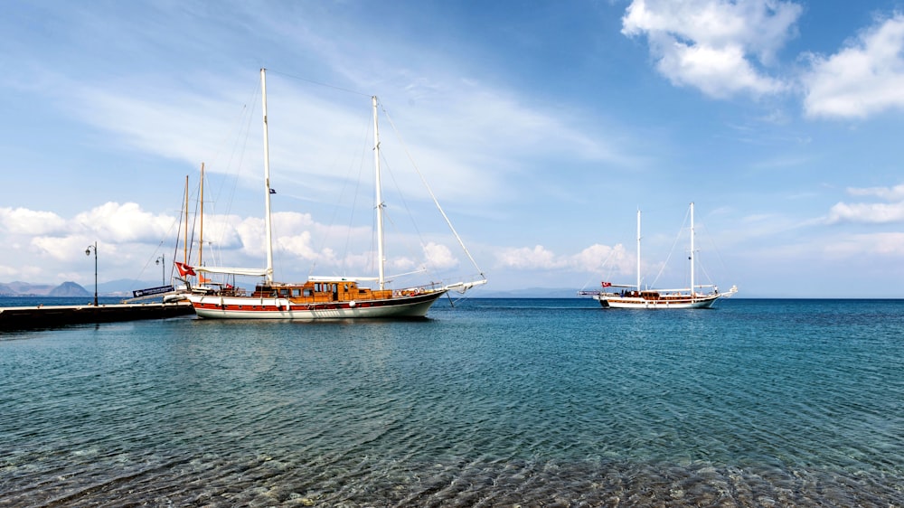 um par de barcos que estão sentados na água