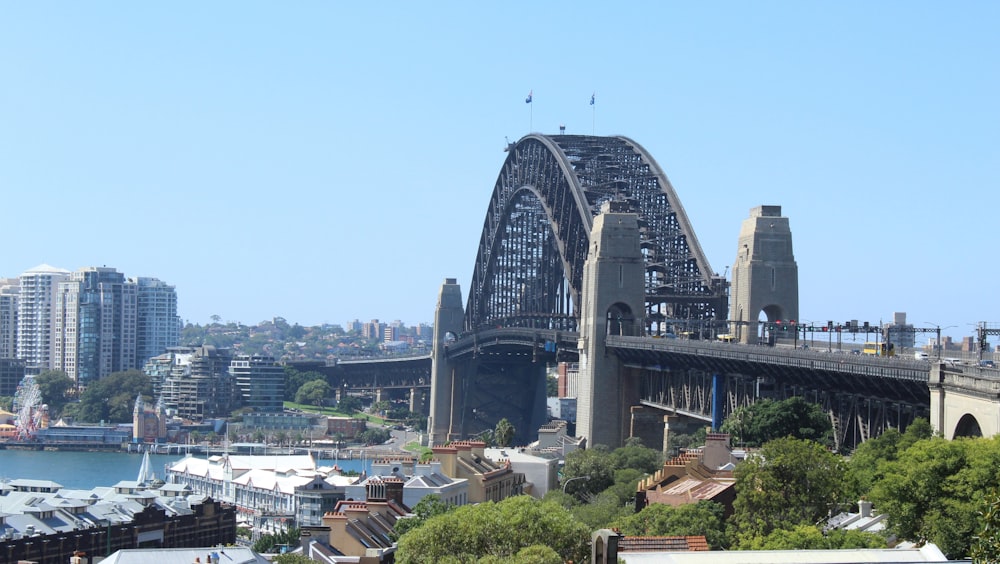 a large bridge spanning over a large body of water